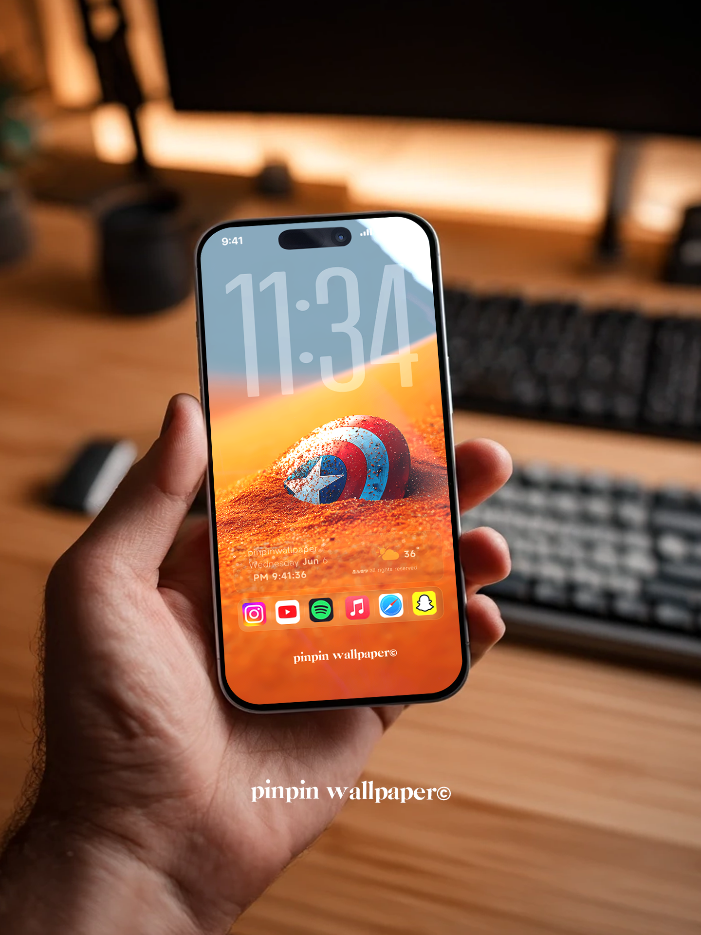 4K HD Mobile Wallpaper Background - NO.5967 Minimalist Gradient Style - Captain America's Shield phone Wallpaper, Compatible with iPhone and Android Devices