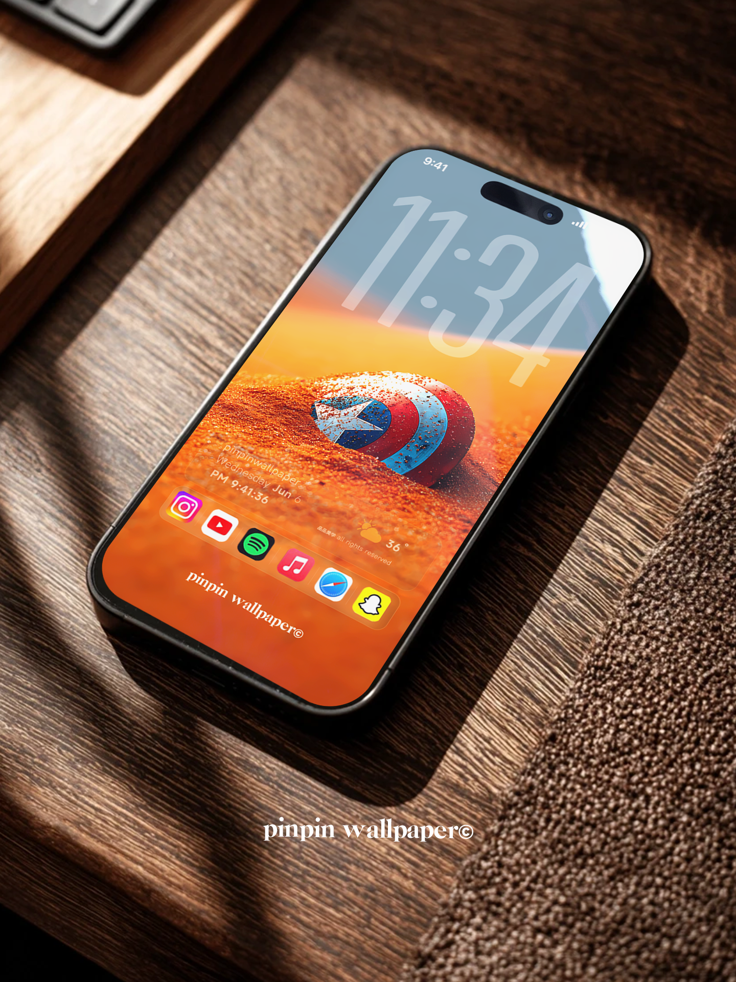 4K HD Mobile Wallpaper Background - NO.5967 Minimalist Gradient Style - Captain America's Shield phone Wallpaper, Compatible with iPhone and Android Devices