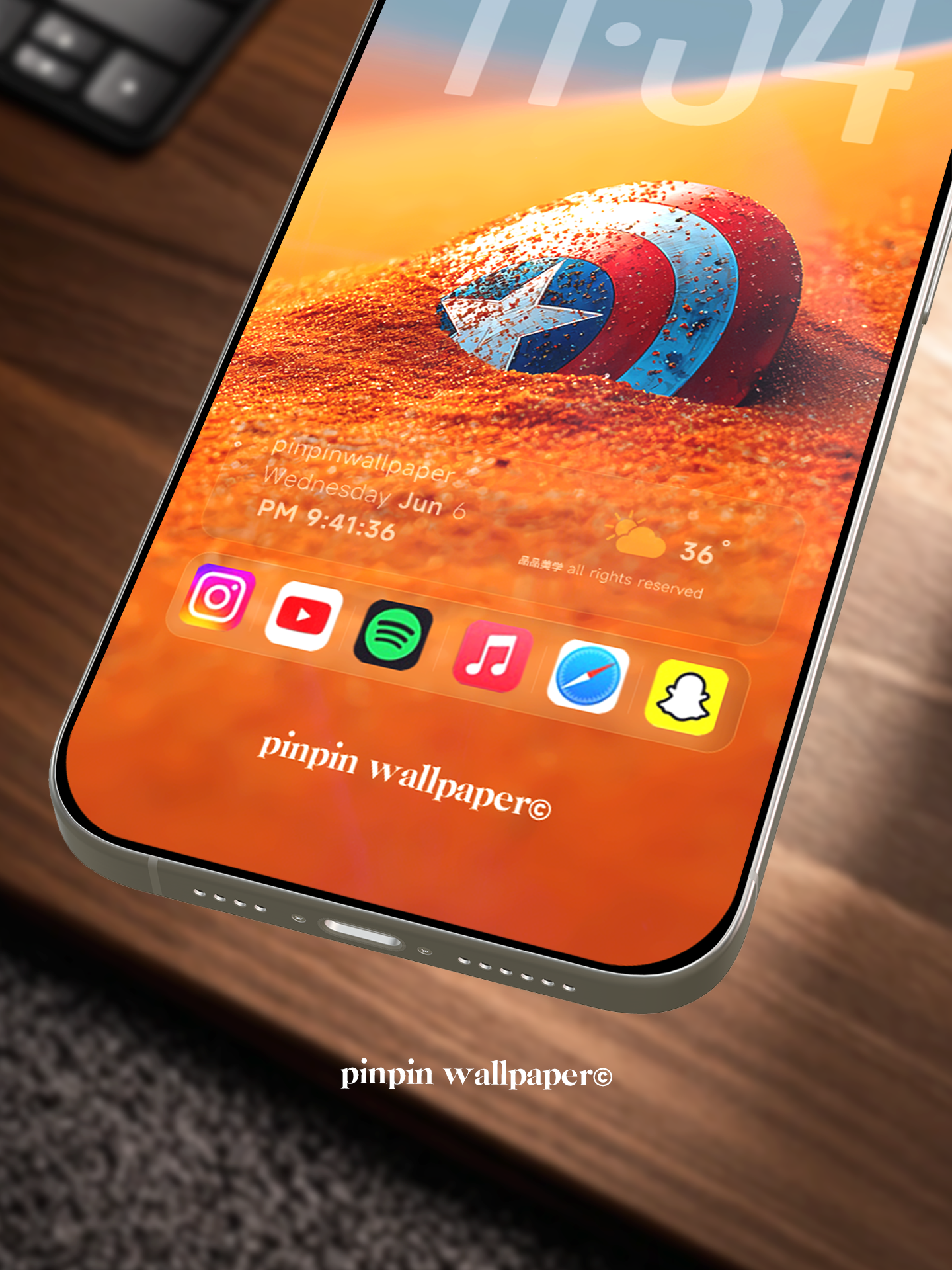 4K HD Mobile Wallpaper Background - NO.5967 Minimalist Gradient Style - Captain America's Shield phone Wallpaper, Compatible with iPhone and Android Devices