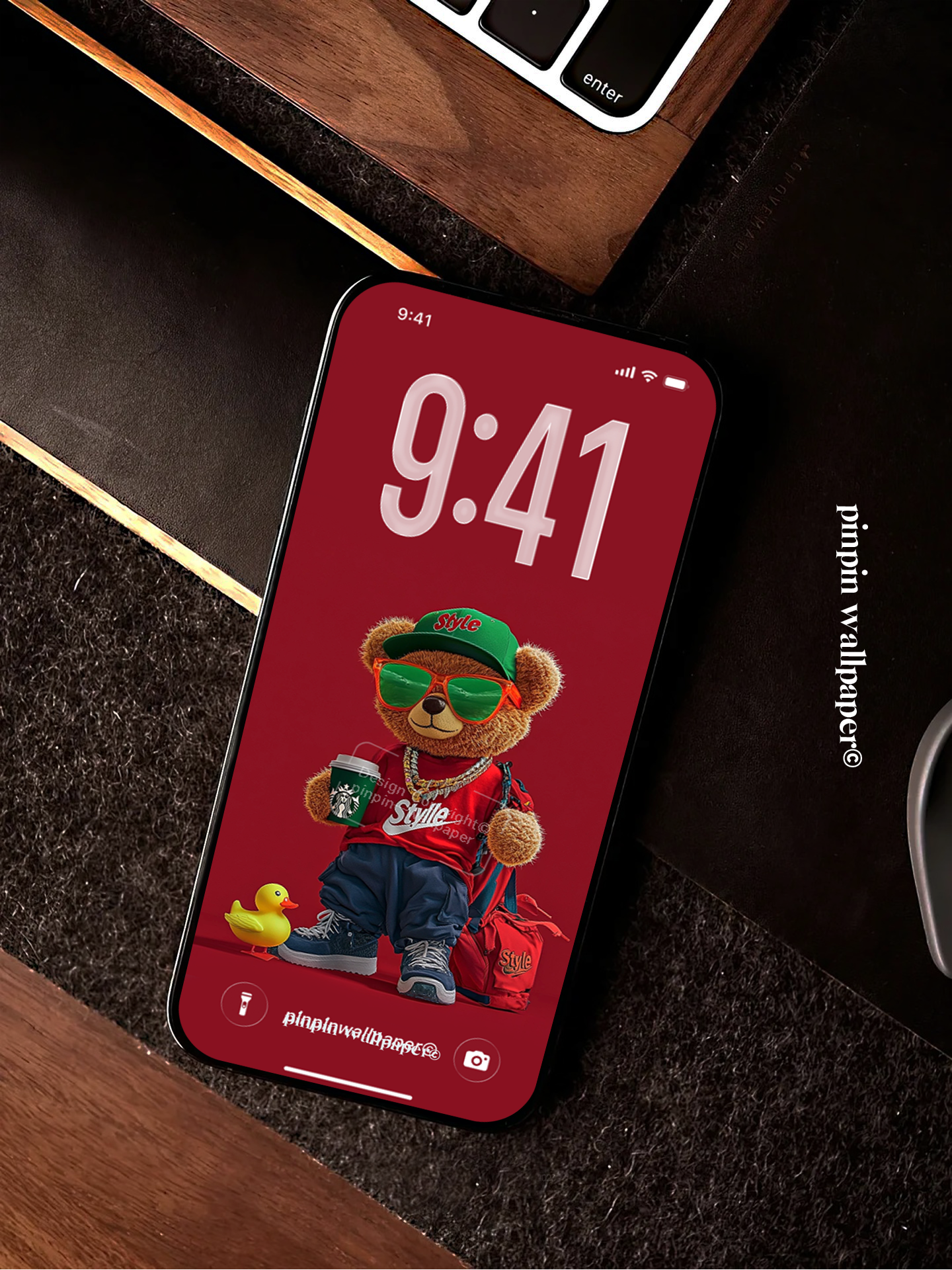 4K HD Phone Wallpaper Background -  NO.5875 Minimalist Gradient Style teddy bear wallpapers for iPhone and Android
