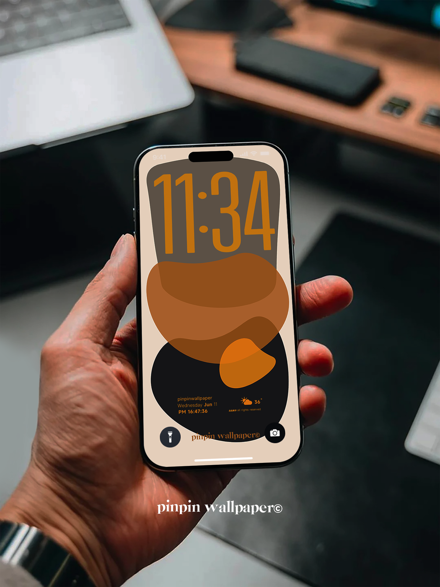 4K HD Phone Wallpaper Background -  NO.5879 Minimalist Gradient Style orange wallpapers for iPhone and Android