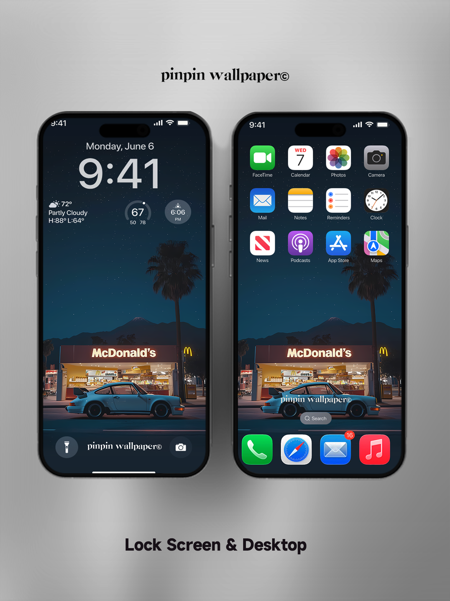 4K HD Phone Wallpaper Background -  NO.5733 Minimalist Gradient Style McDonald's and Porsche  wallpapers for iPhone and Android