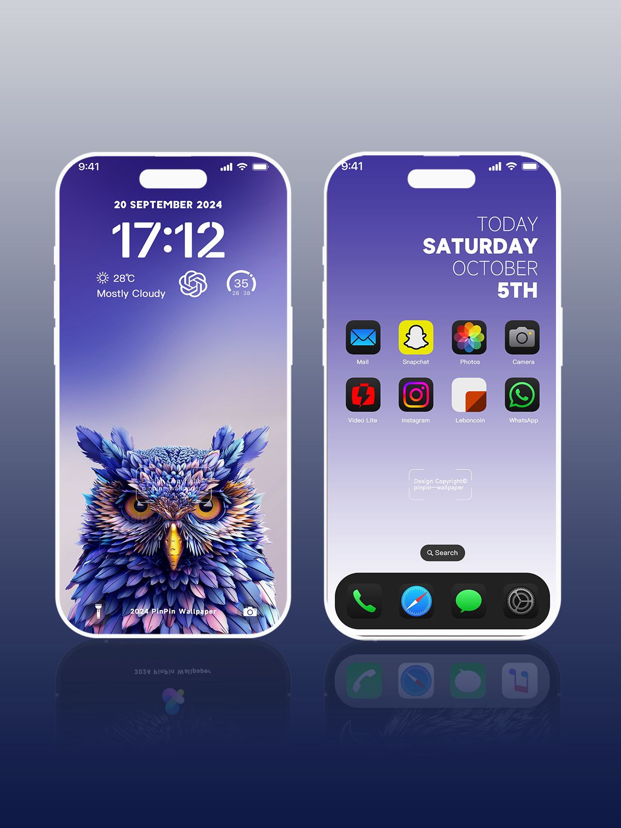 4K HD Wallpaper Background -Minimalist style owls 02 for iPhone and Android