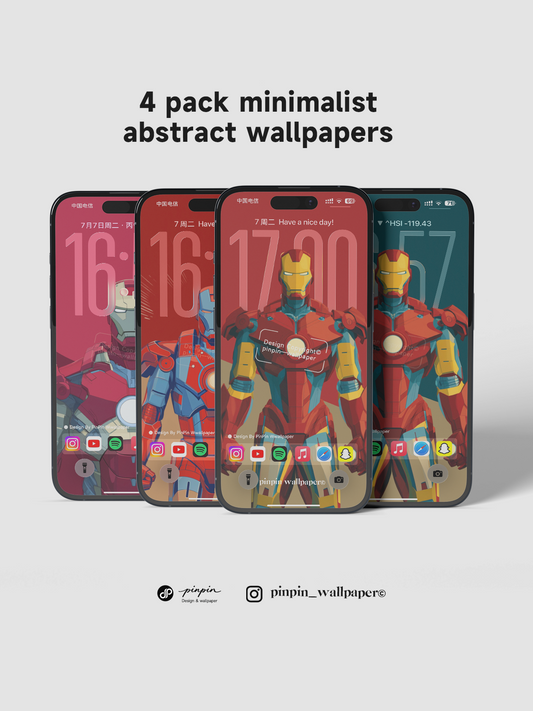Iron Man phone Wallpaper Pack with 4 Different Color Schemes: 8K HD Lock Screen Wallpapers