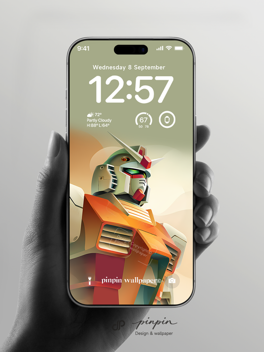 Gundam Rx-78 Minimalist Gradient 4K Wallpaper for iPhone and Android | No. 6362
